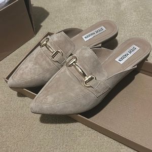 Steve Madden tan suede mules